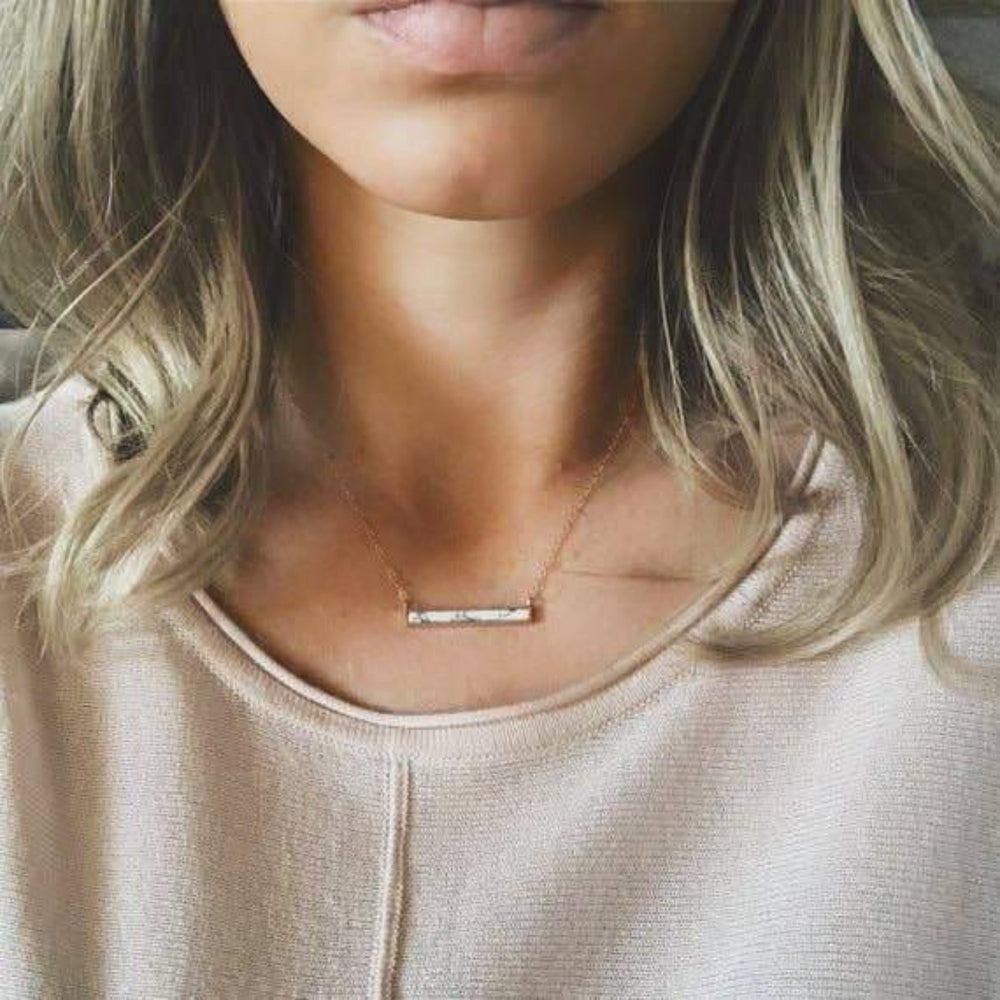 White Marble Bar Necklace