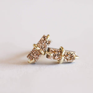 
            
                Load image into Gallery viewer, Rose Gold Druzy Bar Stud Earrings
            
        