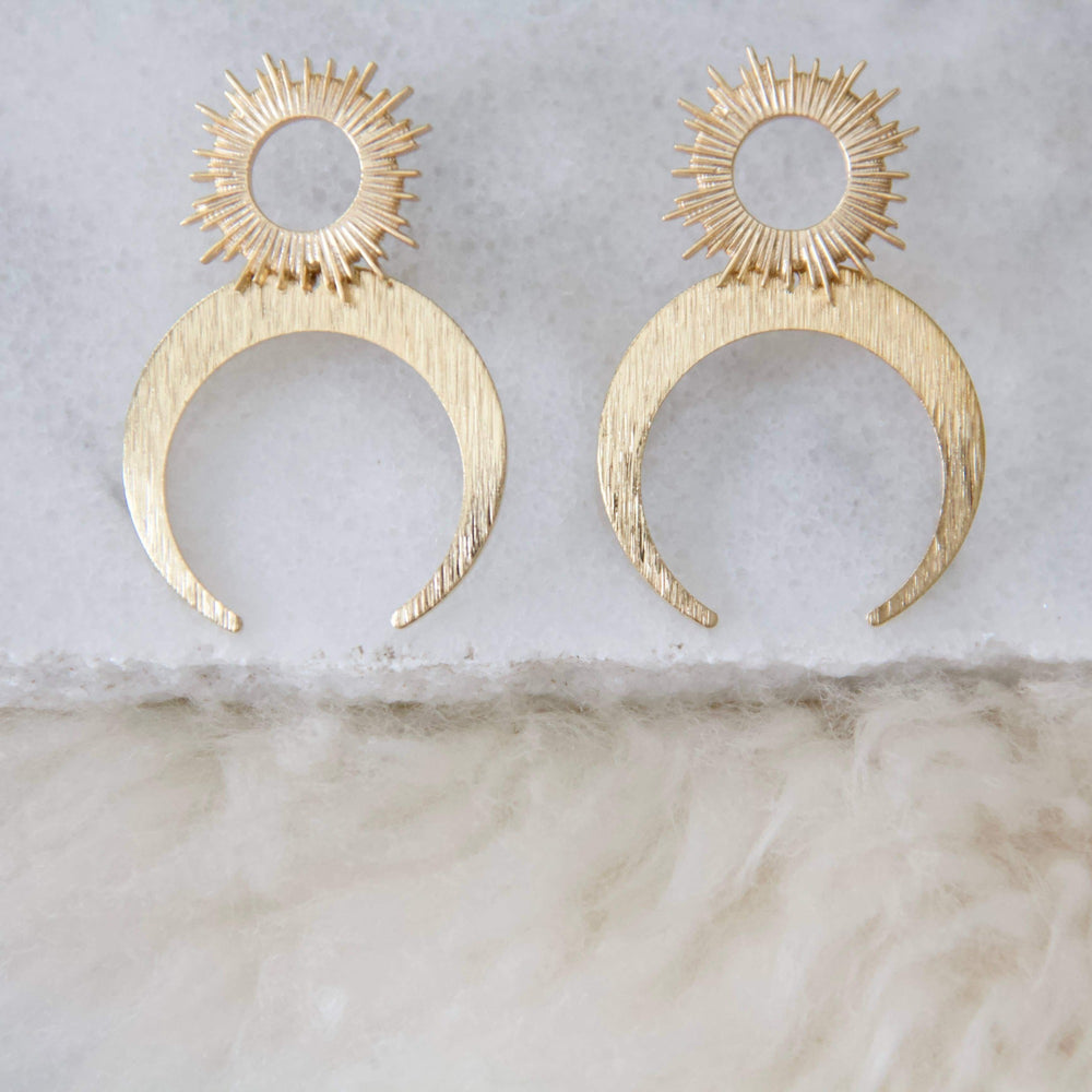 Sun and Moon Dangle Earrings