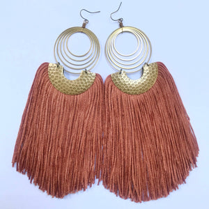 Copper Tapestry Fringe Earrings